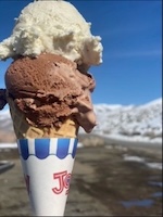 Mountains of ice cream is what you get with our beautiful double scoop cone. perfect any time of the year.